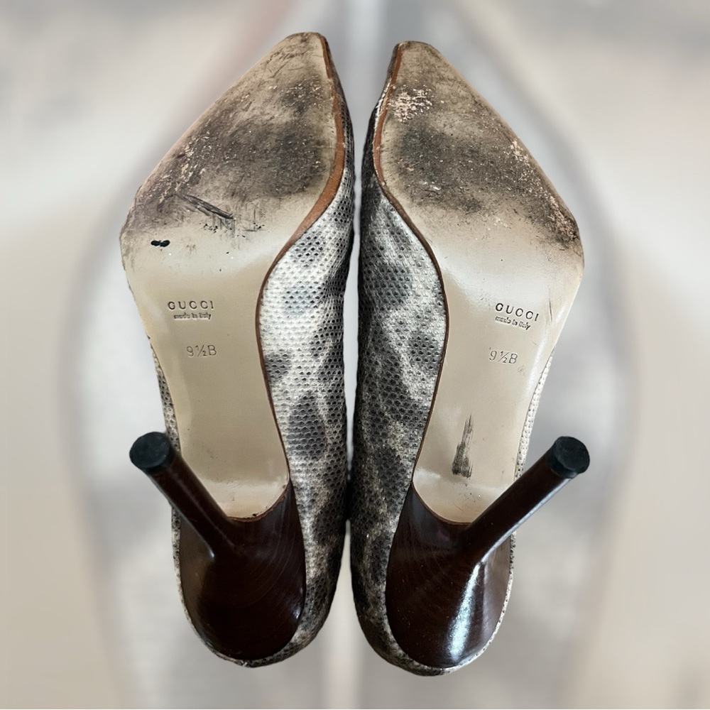 RARE! GUCCI 90s VTG Women’s Snake Skin Heels - Picture 6 of 7